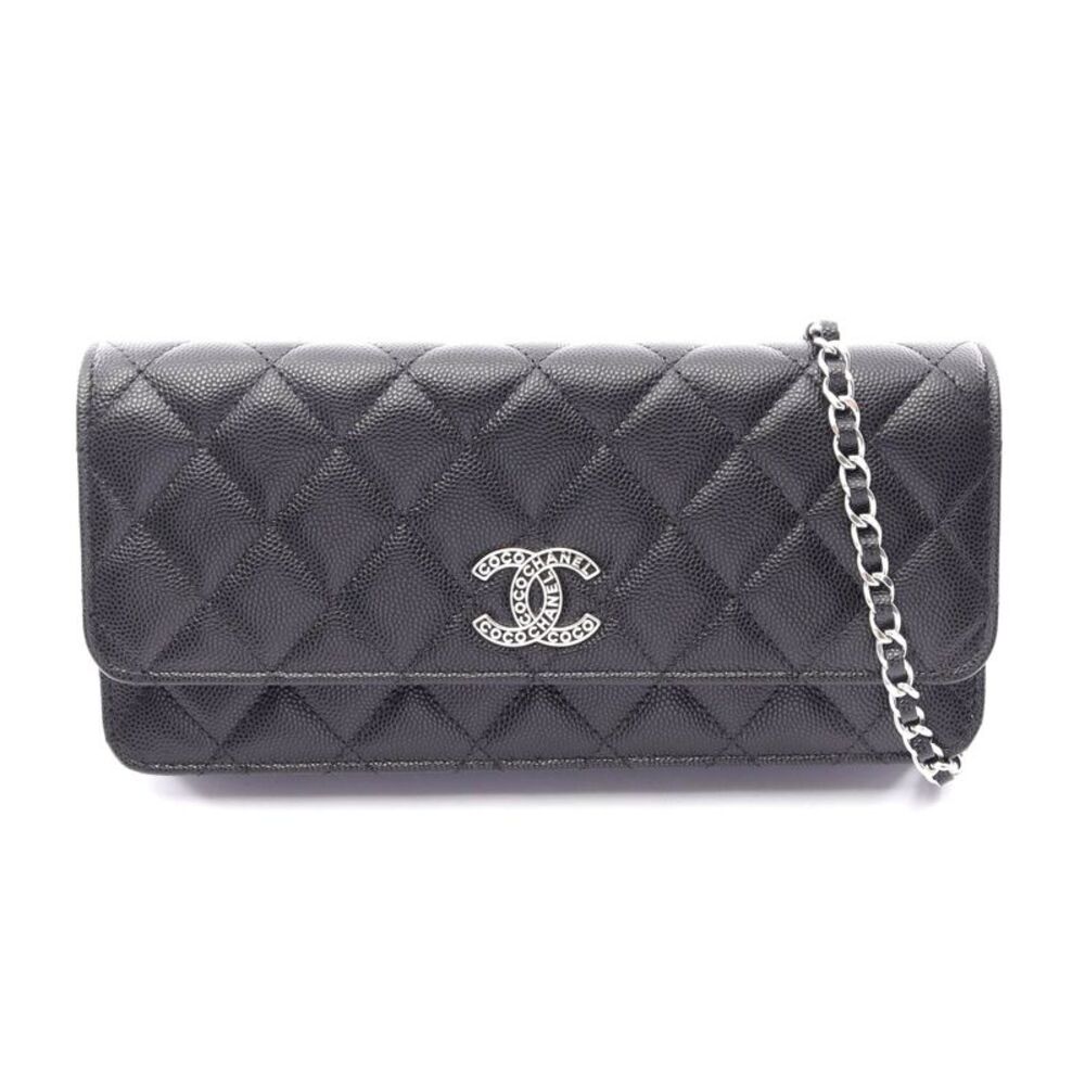 Chanel Caviar Skin Shoulder Bag Black